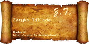 Zatyko Tünde névjegykártya